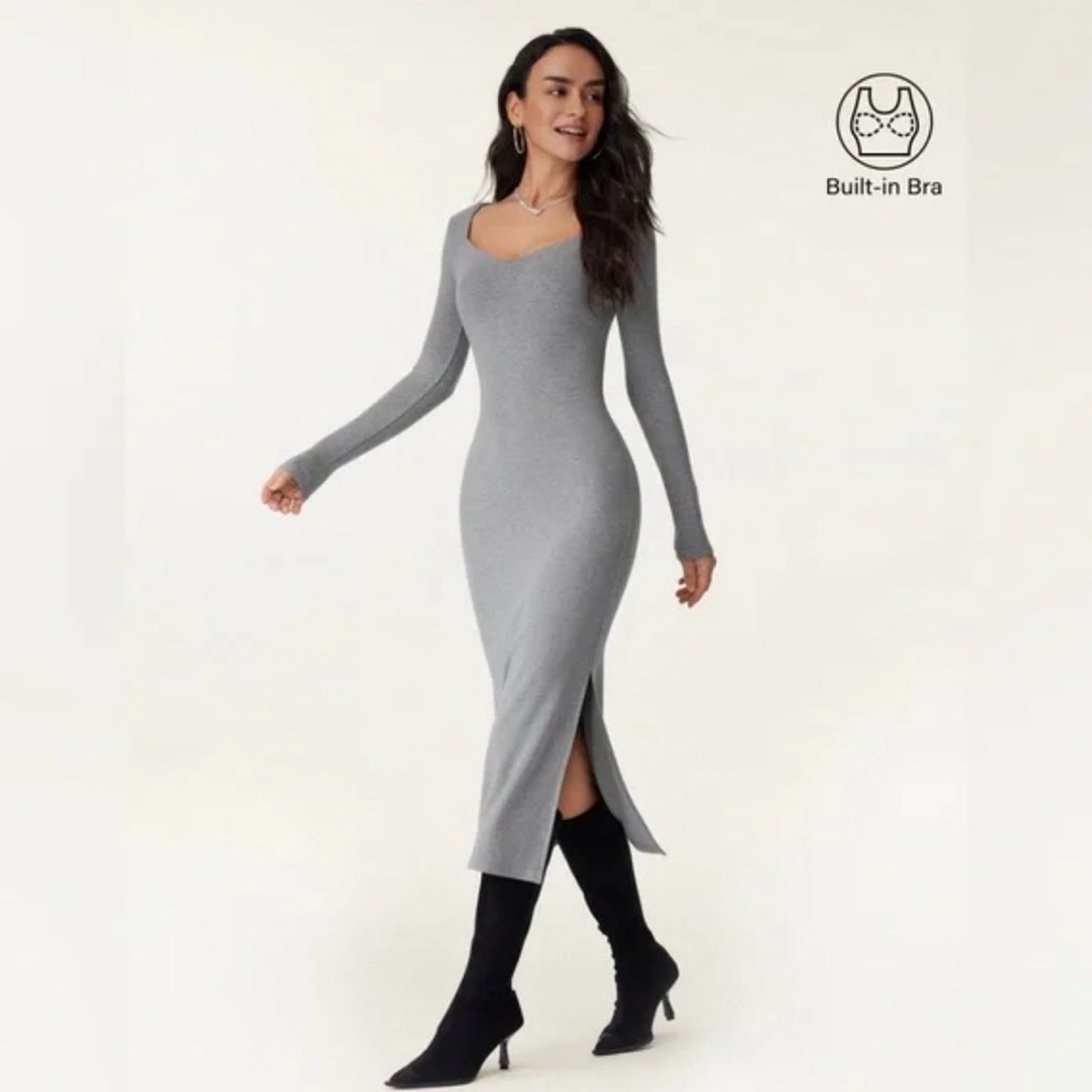 OGL ProWarm Sweetheart Neckline Midi Brami Dress - Black Size L - NWT